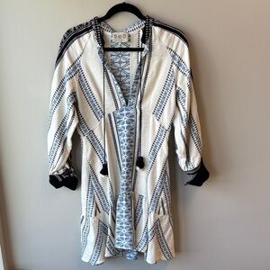 Sea New York Ivory and Blue Geometric Dress 2